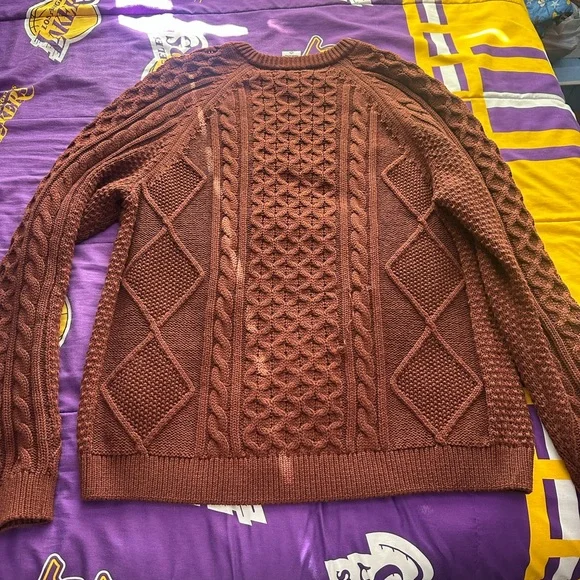 Nike Men's Brown Cable Knit Sweater - Picture 4 of 5